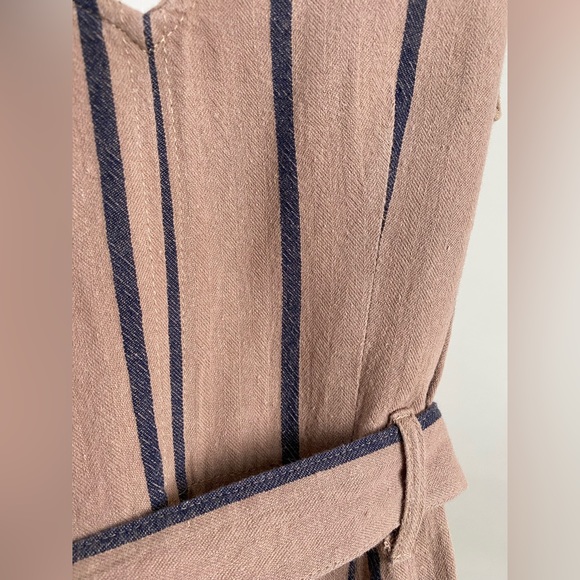 Simons Linen Blend Lined Jumpsuit With Adjustable Straps And Waist Sash | Small - Picture 10 of 14